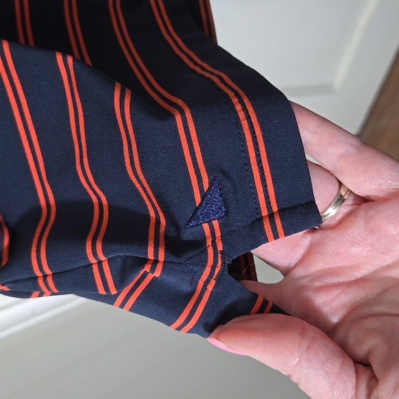 UNTUCKit Men's Navy and Orange Cronos Striped Polo Shirt XL - Picture 3 of 6